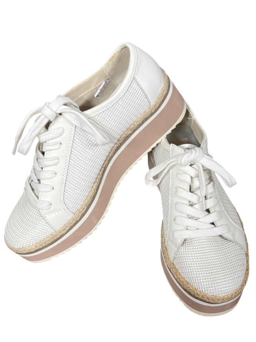 DOLCE VITA Women's Telah Mesh Leather Platform Sneaker Ivory Sz 6 EUC